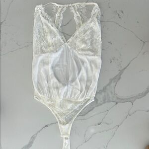 Free People NWT Elegant White Lace Thong Bodysuit
